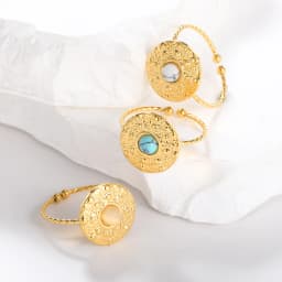 Adjustable Vintage Boho Blue Stone Stainless Steel Rings For Women Oval Fashion New Anillos Jewelry Wedding Gifts