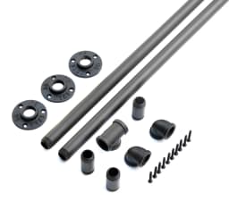 DIYHD Stair Black Pipe Handrail with Wall Mount Supports,Rustic Black,Round Corner Style,4FT-16FT