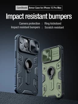 NILLKIN for iPhone 15 Pro Max Case for iPhone 15 Pro Case with Ring stand Case Camera Protection Slide cover