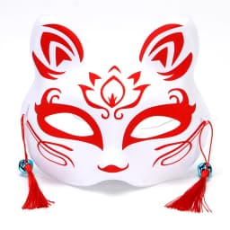 Fox Mask Japanese Cosplay Half Face Mask Kabuki Kitsune Masquerade Anime Cosplay Cat Mask Rave Adult Children Funny Party Props