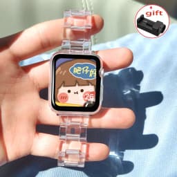 Link bracelet for apple watch band ultra 2 49mm 41mm 45mm 44/40/42/38mm glacier Transparent strap iwatch series 9 8 7 6 5 4 3 SE