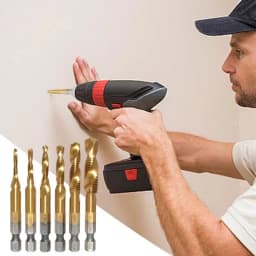 Drill Tap Bits Set Spiral Point High Speed Steel Tap Drill Set 6 Pcs Combination Drill & Taps High Hardness Screw Taps Tool Kit