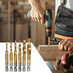 Drill Tap Bits Set Spiral Point High Speed Steel Tap Drill Set 6 Pcs Combination Drill & Taps High Hardness Screw Taps Tool Kit