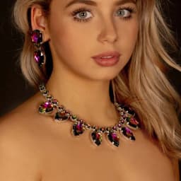 Stonefans Crystal Teardrop Necklace Earrings Set Elegant Bride Dubai Wedding Jewellery Statement Set 2024 Necklaces Dubai Gifts