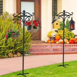 Garden Hook For Bird Feeder Garden Hook Shepherds Hook Heavy Duty Iron Adjustable Hook Outside With 5 Prongs Base For Outside