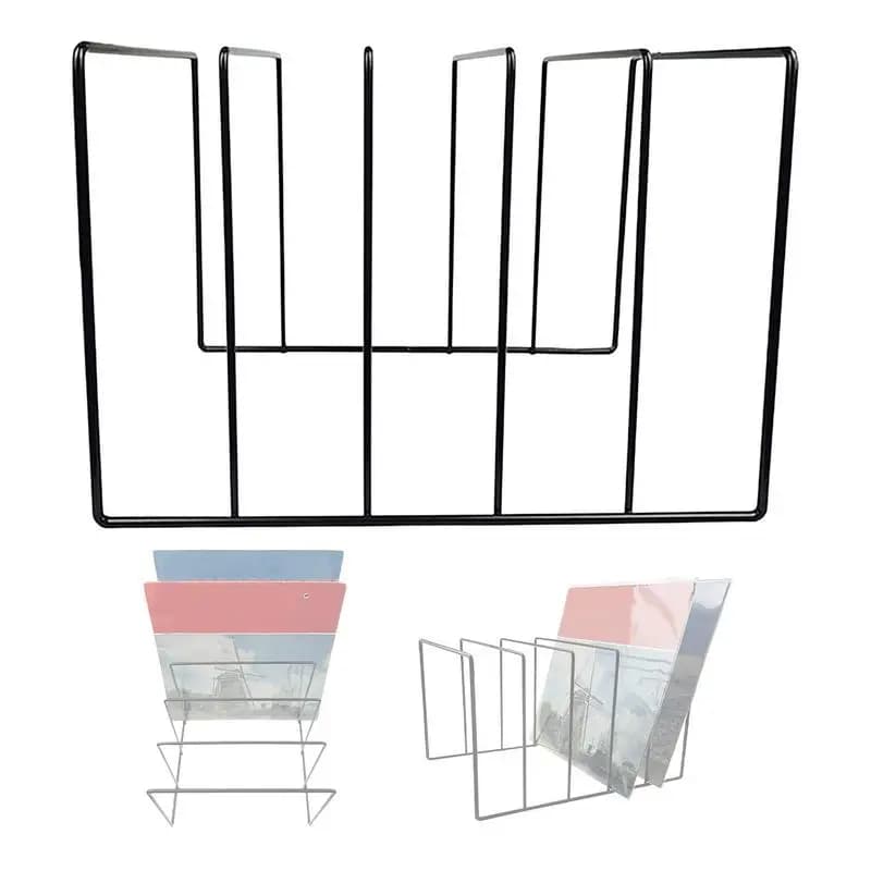 Vinyl Record Storage Black Iron File Folder Organizer For Books Modern File Holder For Desk Office Book Racks Metal Book