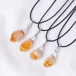 Citrine Pendant Yellow Crystal Stone Pendant Stylish Jewelry Energy Necklaces Valentine's Day Crystal For Her Him