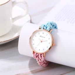 LANCARDO Quartz Braided Scrunchie Watch Elastic Rope Watch Digital Dial Women Multi-functional Ultra-thin Student Bracelet Watch