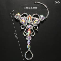 Stonefans AB Color Finger Bracelet Ring for Women Charms Display Geometric Hand Decoration Accessories With Crystals Designer