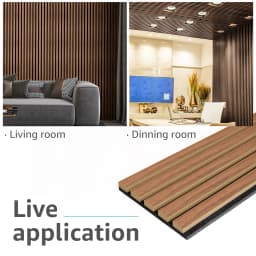 Art3d 4PCS Wood Slat Acoustic Panels for Stylish Decor and Noise Reduction 3D Textured Wall Panels 94.5x7.9 inch Home Decoration