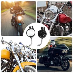 Handlebar Mount Motorcycle Mirrors 1 Pair Rear View Victory Gesture Side Mirrors For Motorcycles Clear Vision Mirrors For