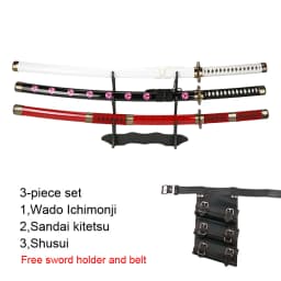 Roronoa Zoro Katana 104cm/41inCharacter Cosplay Sword with Sowrd Holder and Belt Trafalgar Law Red Sandai kitetsu Yubashiri