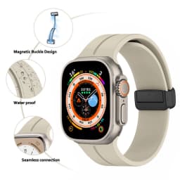 Silicone Solid-Color Strap for Apple Watch Band 44/45/49/42mm or 38/40/41mm Magnetic Folding Buckle iWatch Series 9 8 SE Ultra 2