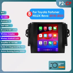 Hizpo For Tesla Style Car Radio For Toyota Fortuner HILUX Revo 2016 - 2022 Wireless CarPlay Android Auto No 2 din 2din DVD RDS