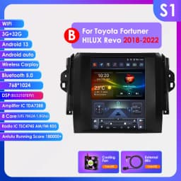 Hizpo For Tesla Style Car Radio For Toyota Fortuner HILUX Revo 2016 - 2022 Wireless CarPlay Android Auto No 2 din 2din DVD RDS
