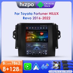 Hizpo For Tesla Style Car Radio For Toyota Fortuner HILUX Revo 2016 - 2022 Wireless CarPlay Android Auto No 2 din 2din DVD RDS