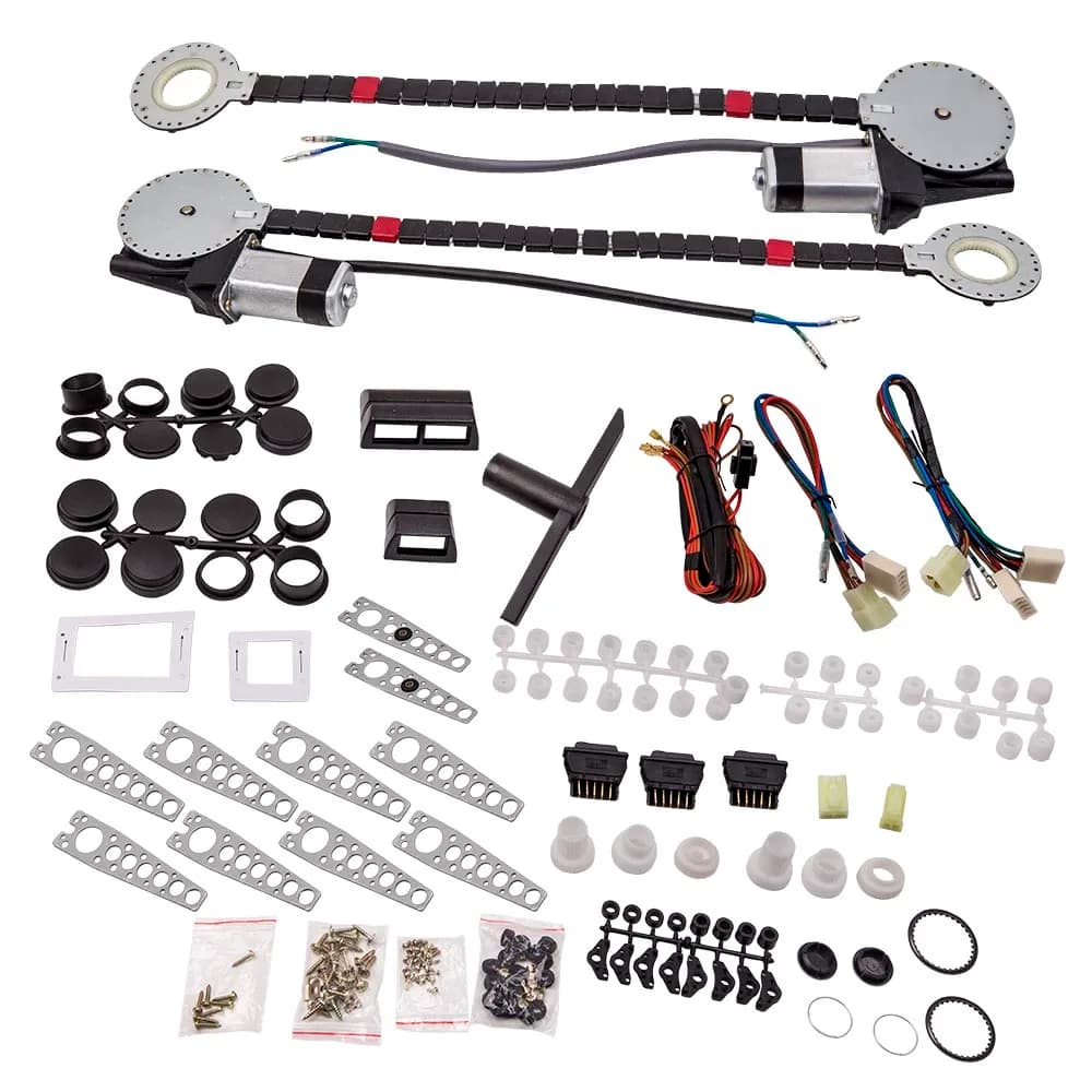 Universal 12 V Power Window Lift Regulator Conversion Kit for 2-Door vehicles SUVs and cars Pickup