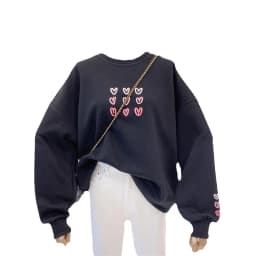 Child Girl Spring and Autumn Long sleeved Round Neck Love Sweater Soft and Comfortable Pullover Children's Loose Tops