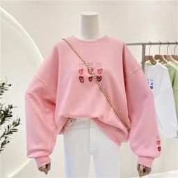 Child Girl Spring and Autumn Long sleeved Round Neck Love Sweater Soft and Comfortable Pullover Children's Loose Tops