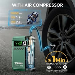 YESPER X1 2000A Jump Starter 12000mAh Power Bank 150PSI Air Compressor Inflator Car Battery Emergency Boosters Starting Device
