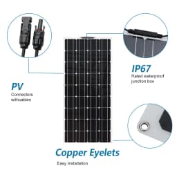 Solar Panel 120w 18V Flexible OR Glass Monocrystalline Solar Charger Off Grid for 12V Battery RV Trailer Van Caravan Boat Home
