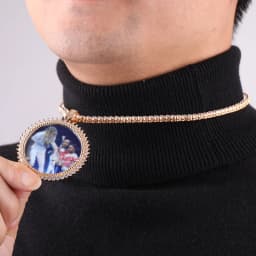 Bubble Letter Medallion Necklace for Men Iced Out Picture Pendant Personalized Real Gold Plated Custom Hip Hop Jewelry