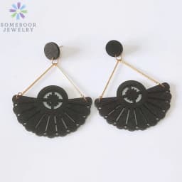 SOMESOOR African Drop Wooden Earrings For Women Gifts Afrocentric Ethnic Wood Stub Ear Dangle Engraved Pendant Bohemian Jewelry