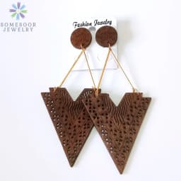 SOMESOOR African Drop Wooden Earrings For Women Gifts Afrocentric Ethnic Wood Stub Ear Dangle Engraved Pendant Bohemian Jewelry