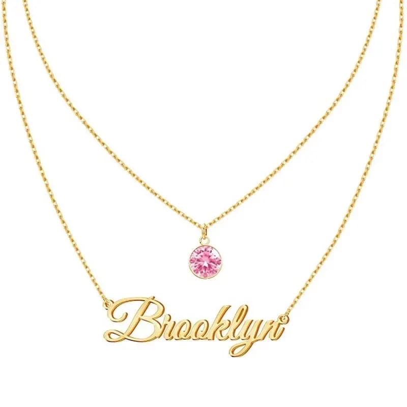 DOREMI Stainless steel Custom Name Necklace Layered Pendant Birthstone Custom Nameplate Necklaces for Women Men Gifts Wholesale