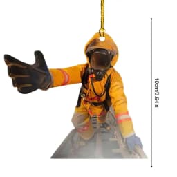 Acrylic Single-side Firefighter Pendant 1pc Hanging Fireman Christmas Tree Ornament Creative Car Rearview Mirror Pendant 8x10cm