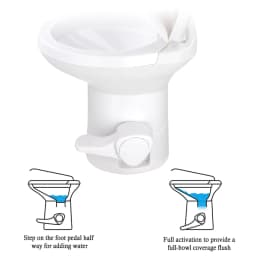 RV Toilet Gravity Flush Toilet Foot Pedal Flush HDPE 20" High Profile Motorhome Caravan Travel White