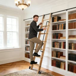 DIYHD 4M Hook on Rolling Library Ladder Hardware,Attic Sliding Ladder Hardware(No Ladder)