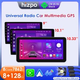 Hizpo Android 14 Car Radio Autoradio 2 Din 9"/10"/10.33” Universal WIFI GPS RDS Audio Multimedia Player For Nissan Toyota Kia VW