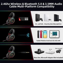 Kofire UG-05 Gaming Headphones 2.4G BT5.0 Wireless Headset With Mic RBG Light Vibration Bluetooth Earphone For PS4 PS5 PC Switch