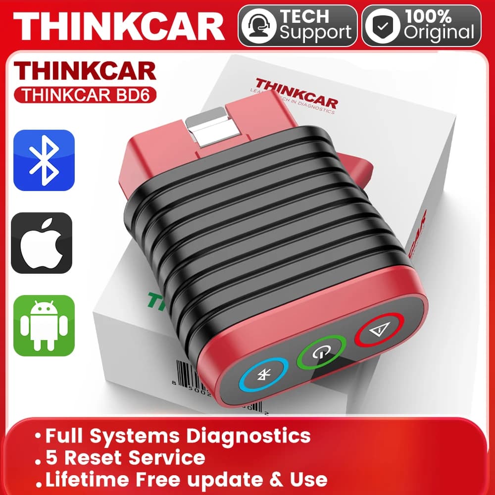 Lifetime Free Update THINKCAR BD6 OBD2 Scanner Bluetooth, All System Diagnostic Tool 5 Reset for 120 Car Brands iOS & Android