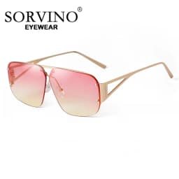 SORVINO 2024 Ovesized Square Sunglasses Women Men Retro Aviation Sun Glasses Rimless Metal Frame Gradient Shades UV400 Eyewear