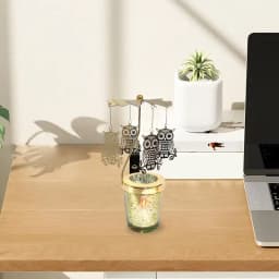 Rotating Candlestick Spinning Aromatherapy Candle Stand Stainless Decorative Carousel Candle Holder For Valentine's Day Elegance
