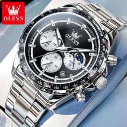 OLEVS 2945 Original Watch for Men Chronograph Waterproof Moon Phase Auto Date Male Hand Clock 2024 NEW Wristwatch Man