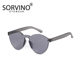 SORVINO Candy Color Sunglasses Round Rimless Sunglasses for Women Trendy Transparent Eyewear Vintage Red Purple Blue Green Glass