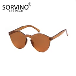 SORVINO Candy Color Sunglasses Round Rimless Sunglasses for Women Trendy Transparent Eyewear Vintage Red Purple Blue Green Glass