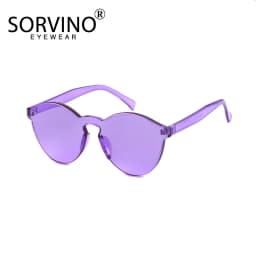 SORVINO Candy Color Sunglasses Round Rimless Sunglasses for Women Trendy Transparent Eyewear Vintage Red Purple Blue Green Glass