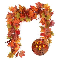 Thanksgiving Garlands 2PCS Artificial Fall Garland Maple Leaves 5.7ft Decorative Autumn Garland For Fireplace Door Frame Doorway