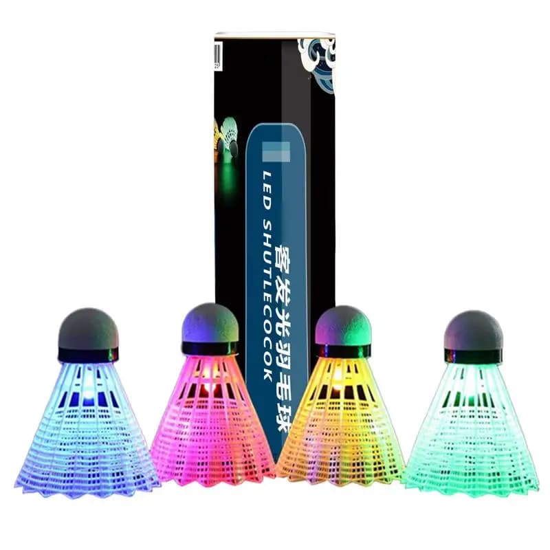 LED Badminton Shuttlecocks Light In The Dark Shuttlecock Balls Nylon Lighting Badminton 4X LED Shuttlecock For Badminton