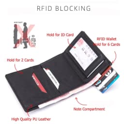 Zciti PU Leather Wallet Multifunctional Men Clutch Carbon Fiber Card Holder RFID Blocking Case Metal Box Female Bag Card Holder