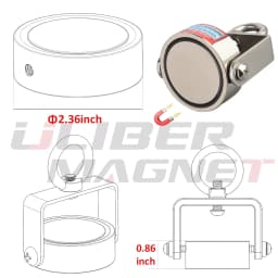 Double Sided 150KG to 500KG Round Neodymium Magnet Hook Salvage Magnet Sea Fishing Equipment Holder