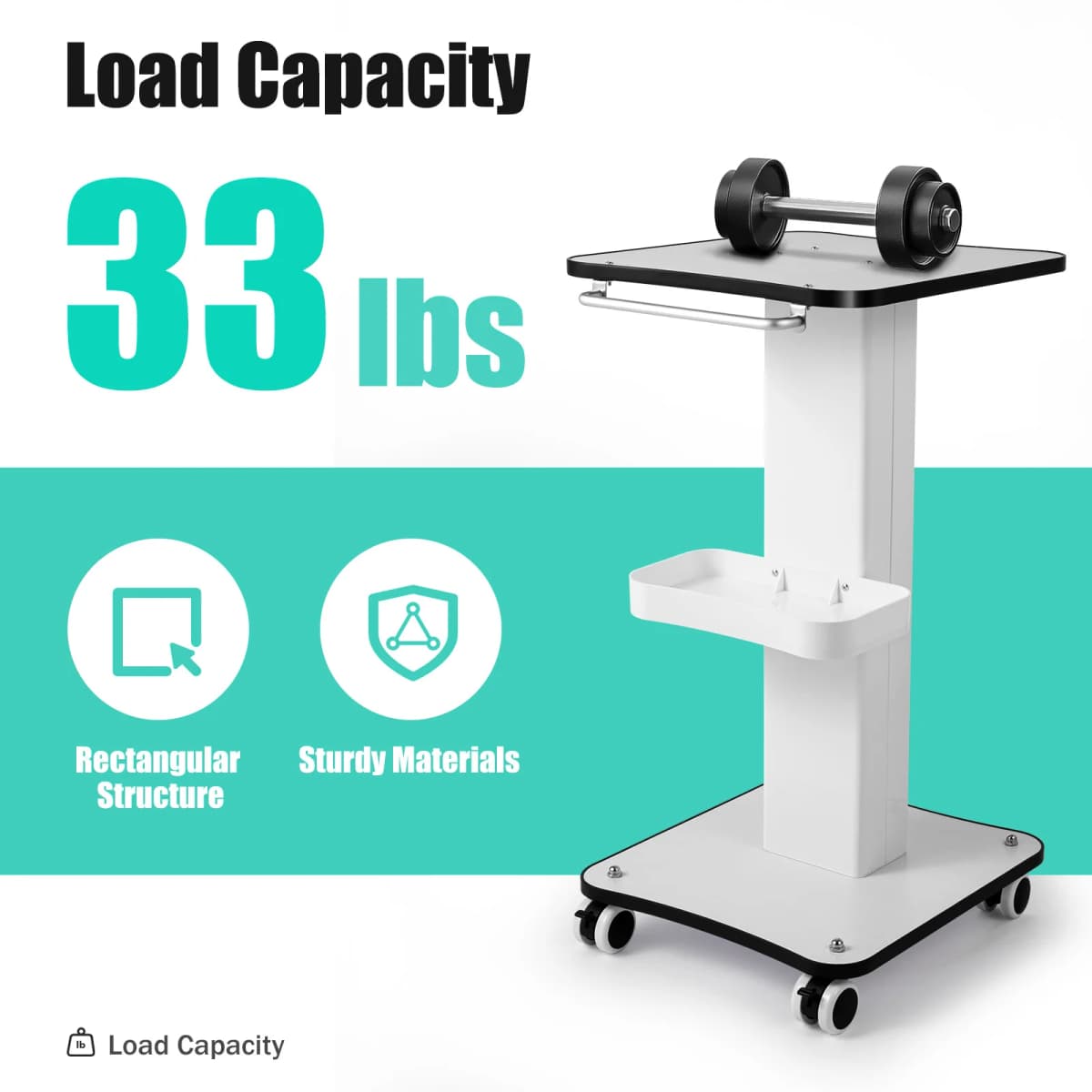 Beauty Salon Trolley Cart with 2 Locking Wheels Wood Metal Rolling Storage Organizer for Nail Technician Tools