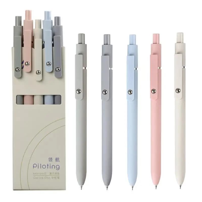 Retractable Gel Pens 0.5mm Gel Ballpoint Pens 5 Pieces Needle Point Pens Set For Writing Doodling Notetaking Office Supplies