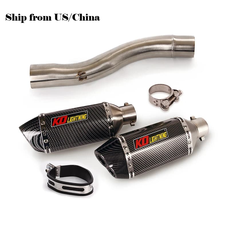 For Ducati Scrambler 800 821 Motorcycle Exhaust System Middle Connect Link Pipe Section Tube 51mm Muffler Baffler With DB Killer