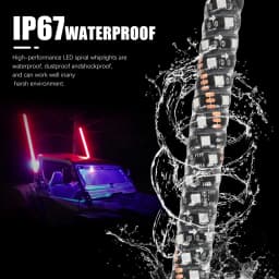2PCS 1FT LED Whip Lights Waterproof Remote Control Flagpole Antenna Whips for UTV ATV Off Road Truck Sand Buggy Dune RZR