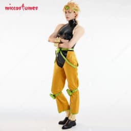 Miccostumes Unisex Full Set Yellow and Black Cosplay Costume with Headdress and Bracers for Halloween Cosplay Costume